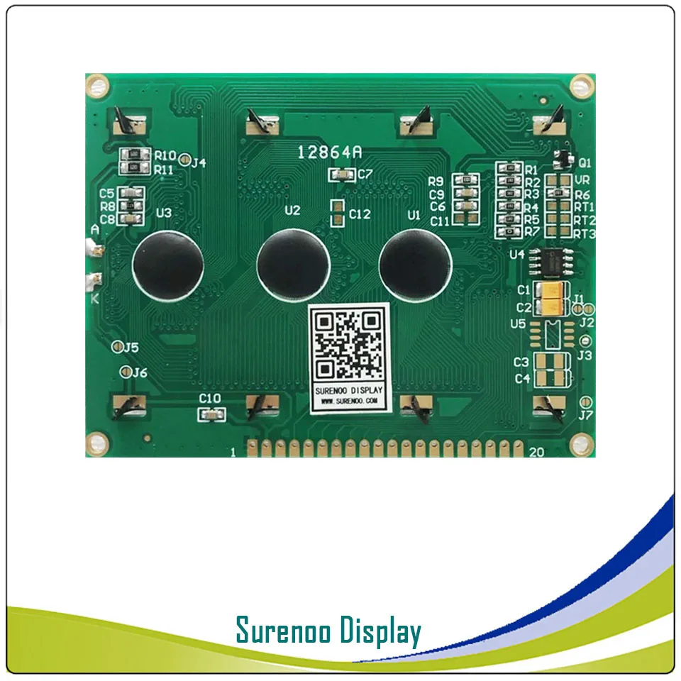 Surenoo 3.0" 93X70MM Graphic Matrix LCD Module Display Screen 12864 build-in KS0108 Controller with LED Backlight Yellow Blue