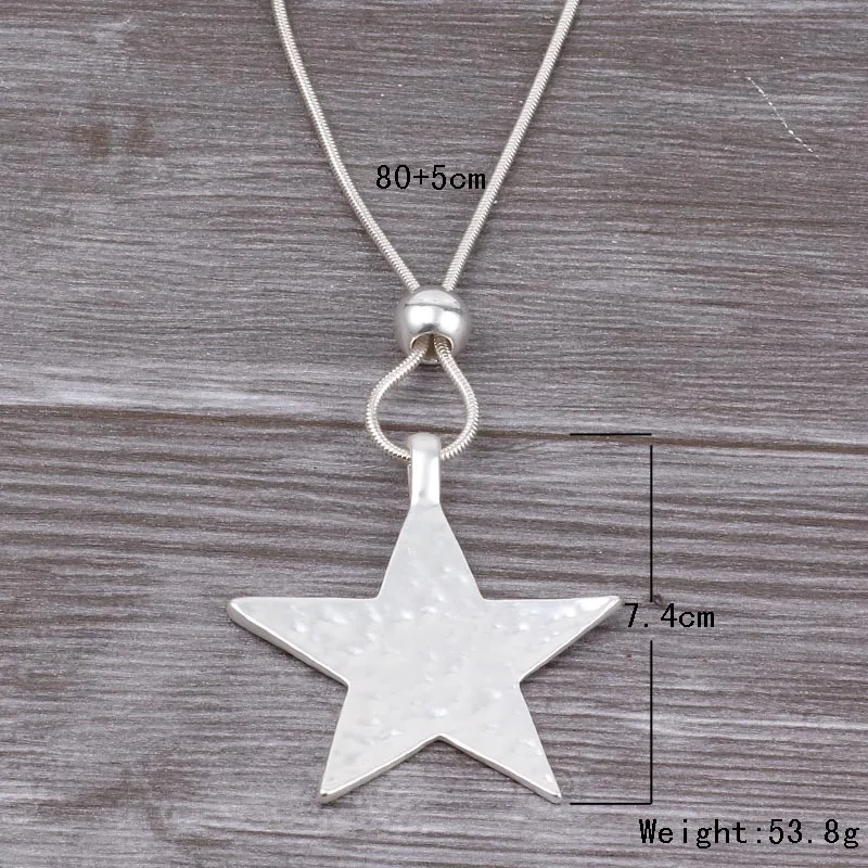 ELOYHI Big Five-Star Women Boho Statment Alloy Pendants Long Necklace Sweater Chain For Women Trendy Necklace&Pendant Wholesale