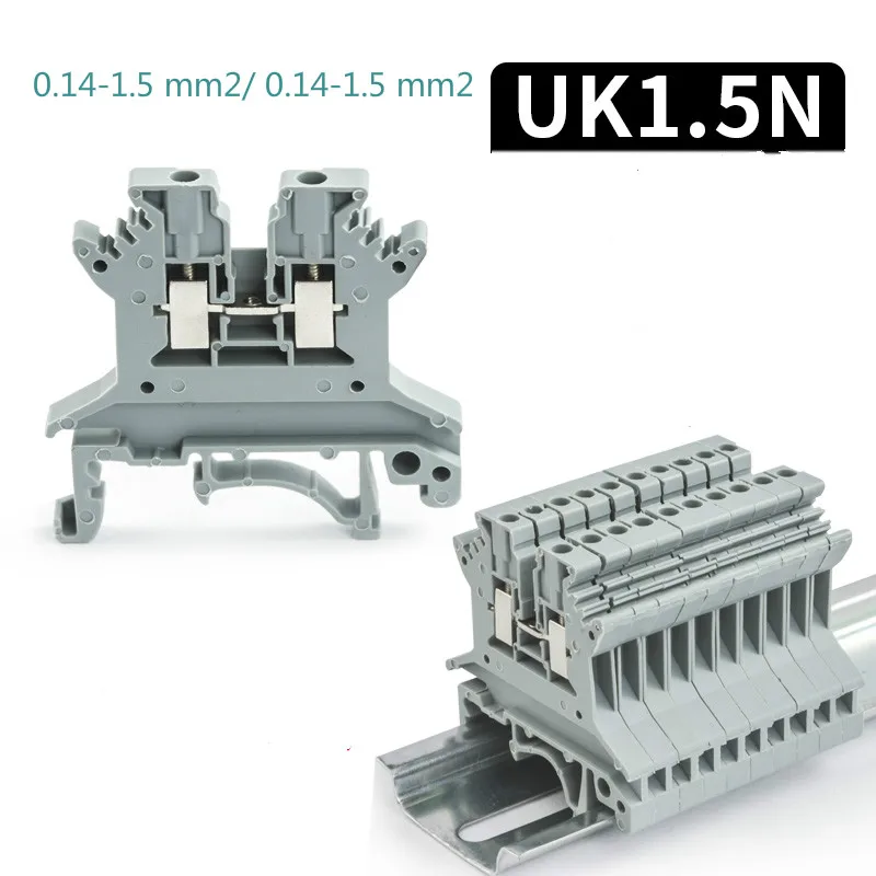 

20pcs UK 1.5N Type Din Mount Universal Wiring Conductor Connector 24-12 AWG Thin Modular Screw Terminal Blocks UK-1.5N