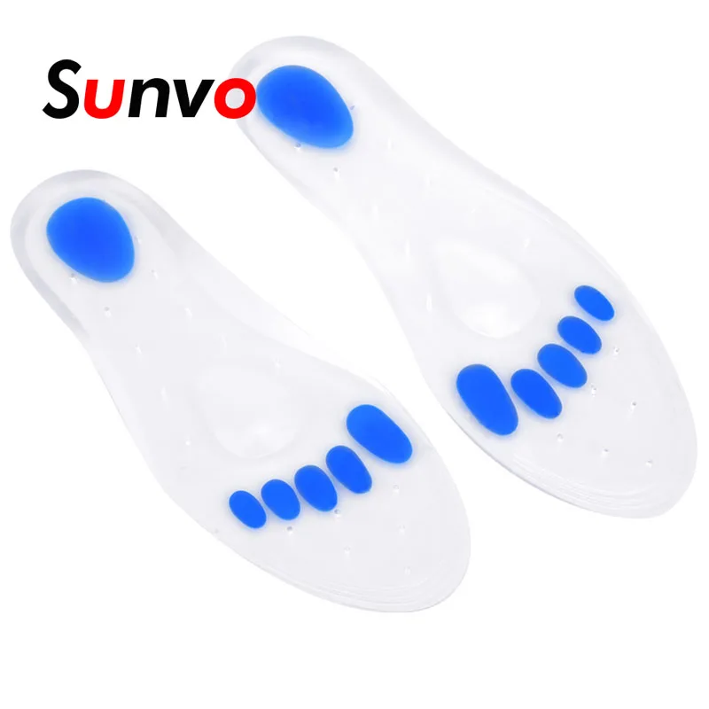 Sunvo Unisex Medical Silicone Gel Orthotic Insoles Plantar Fasciitis Calluses Foot Care Treatment Heel Pain Arch Support Insert