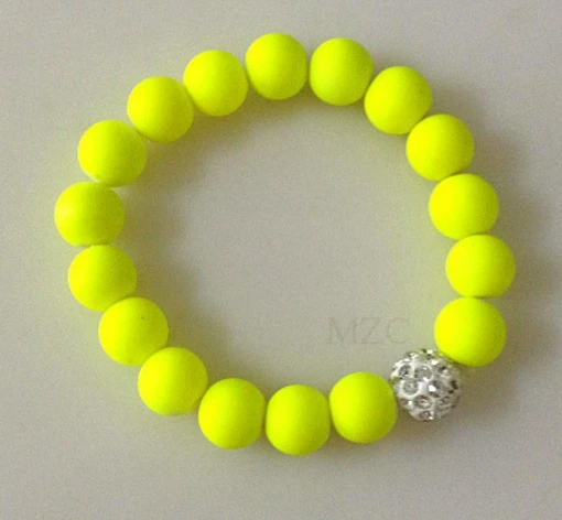 10mm 4Piece/lot Mix Neon Fluorescence Candy Color Stretch Elastic line Crystal Ball bead Bracelets men women d3546