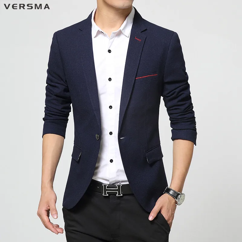 

VERSMA 2017 Korean Style Clothing Mens Stylish Blazer Suit Jacket Party Wear Fitted Royal Blue Designer Mens Blazer for Boys 3XL