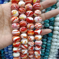 30PCS/LOT Spin Flower Handmade Lampwork Beads 14mm Round Loose Lampwork Glaze Beads For DIY Fashion Jewelry Making Accessories