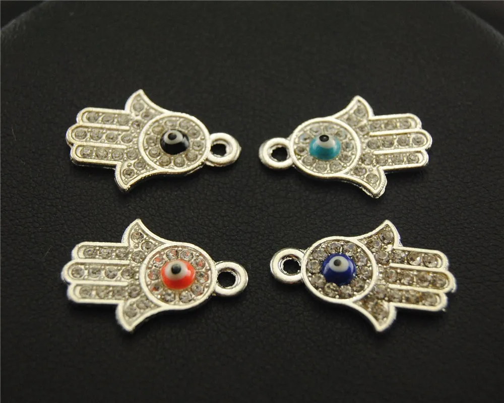 7 pcs Silver Color/gold plated Fatima Hamsa Hand Bracelet Connector DIY Metal Bracelet Necklace Jewelry Findings SALE