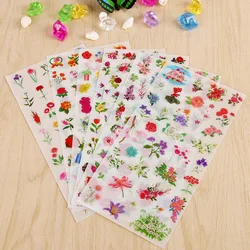 6 Folhas/Lote New Flower Sea Pvc Stickers Pocket Diary Decorative Transparent Stickers Diy Children Stationery Stickers