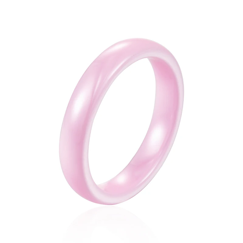 New Wide 4mm And 6mm Beautiful Smooth Ceramic Woman Ring High Quality Light Pink Black White Wholesale Ring Jewelry For Women