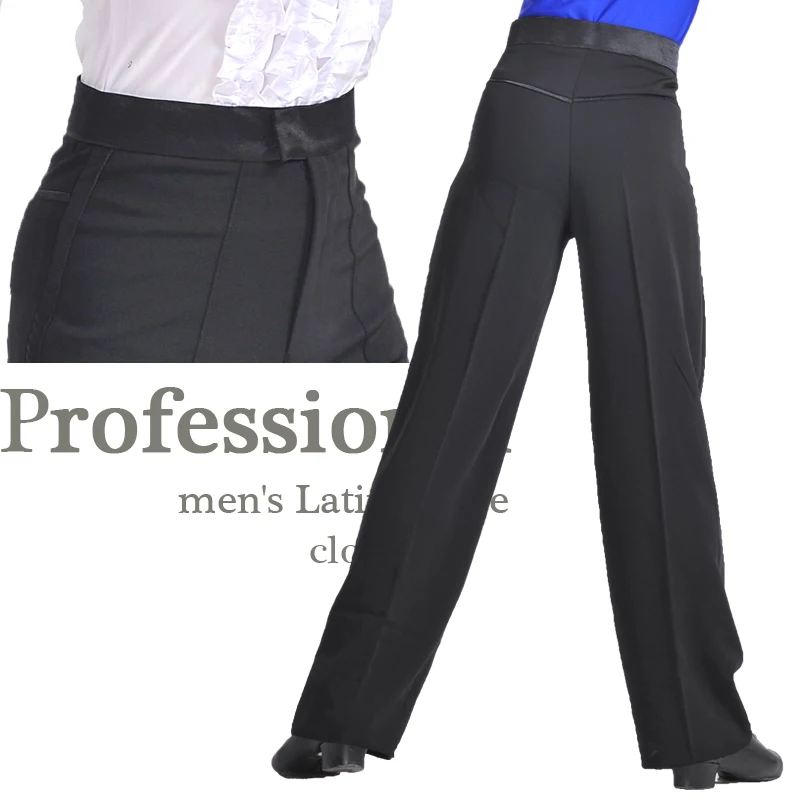 Pantalon de danse latine professionnel pour hommes, en Spandex, de couleur noire, pour salle de bal, nouvelle collection