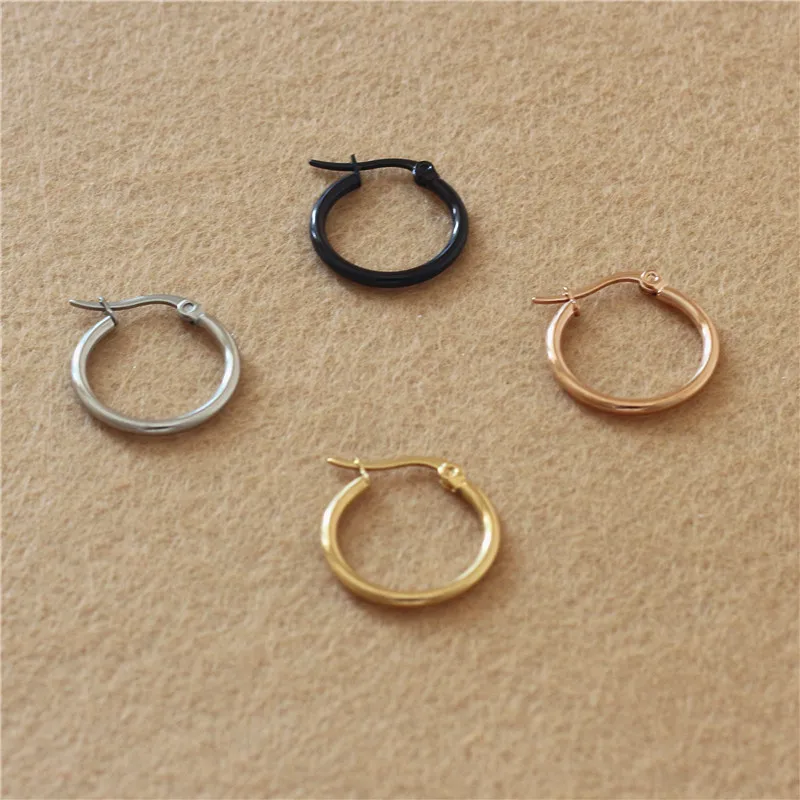 4 Colors Gold-color Plated Titanium 20mm Hoop Earrings 316 L Stainless Steel No Easy Fade Allergy Free