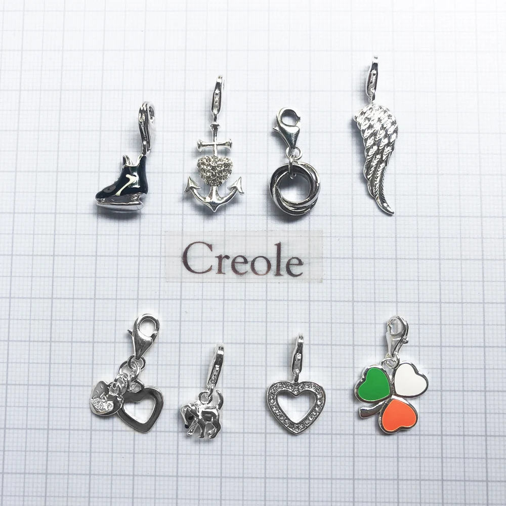 Faith Hope Love Skates Circles Wing Heart Dog I Love You Clover Charm Pendant,2019 Trendy Jewelry 925 Sterling Silver Gift