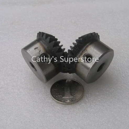 Bevel Gear a pair 24T Mod 1.5 M=1.5 ratio 1:1 Rough Bore 45# Steel Right Angle Transmission parts tank model machine parts