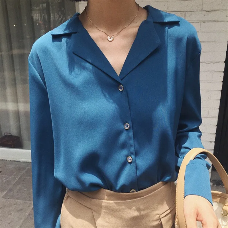 Working Blouse Office Shirt Women Fashion Spring Summer Long Sleeve Work Wear Formal Notched Collar White Tops Ladies Clothing