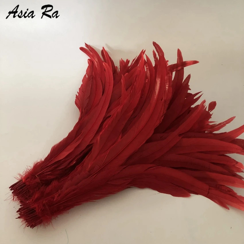 50-500 pz 30-35CM 12-14 pollici rosso tinto sciolto gallo Coque coda piume pollo piuma gallo Plumes decorazioni per feste di matrimonio