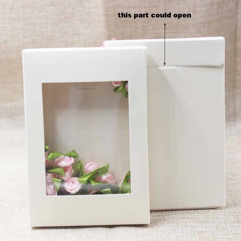 Deluxe multi color paper gift package& display box with clear pvc window wedding candy favors arts&krafts package box 10pcs