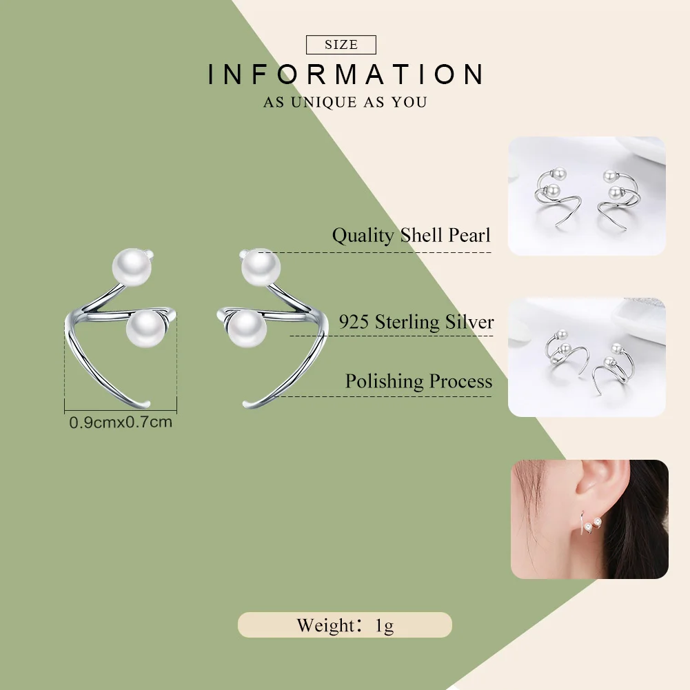 Bamoer 100% 925 Sterling Silver Anting-Anting Elegan Mutiara Anting-Anting Anting-Anting untuk Wanita Perhiasan Perak SCE306