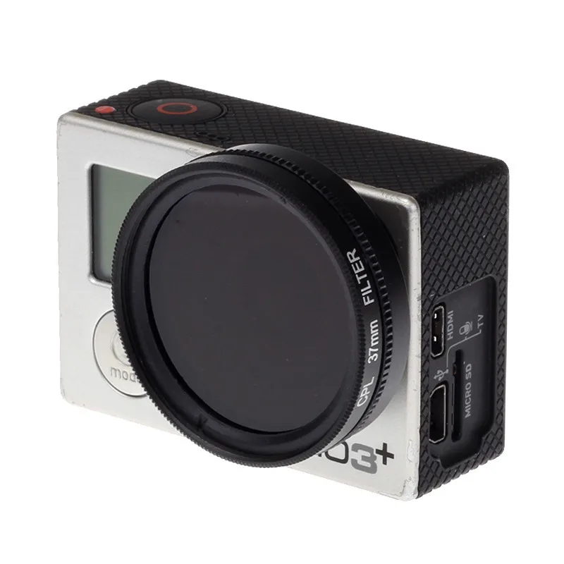 37mm CPL Circular Polarizer Filter + Alloy Adapter Ring  + Lens Cap filtor Protector for Gopro 3 3+ 4 Camera accessories