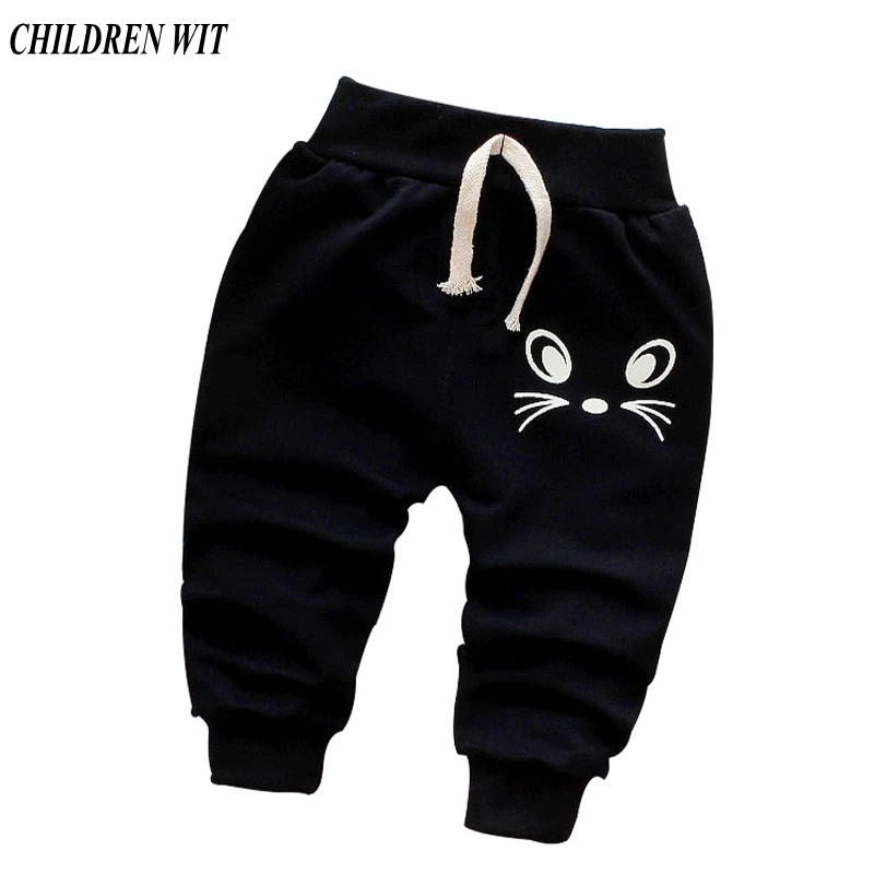 BAMBINI WIT di Autunno della Molla Nuovi Pantaloni Del Bambino Pantaloni di Cotone di Buona Qualità Carino Gatto Pantaloni Del Bambino Del Bambino