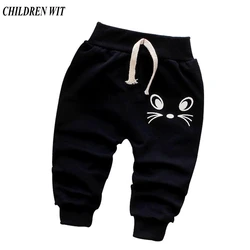 BAMBINI WIT di Autunno della Molla Nuovi Pantaloni Del Bambino Pantaloni di Cotone di Buona Qualità Carino Gatto Pantaloni Del Bambino Del Bambino Dei Ragazzi Dei Pantaloni 0-3 Anni I Pantaloni dei capretti Per Le Ragazze