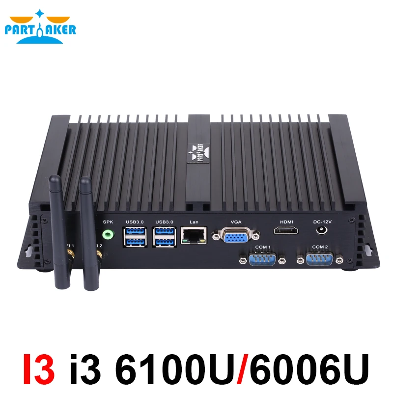 Dual Core i3 6157U i3 6100U Gaming Mini PC windows 10 Intel NUC Fanless Industrial Computer HDMI VGA linux Desktop 2*RS232 COM