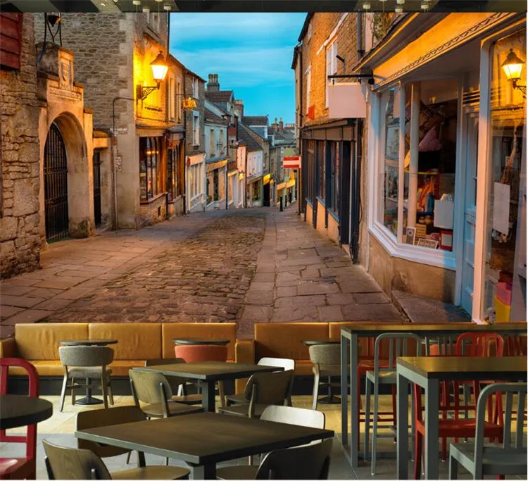 

Custom Mural Wallpaper European Italy Street Town Landscape Painting Photo Wall Murals Restaurant Cafe Interior Decor Wallpapers