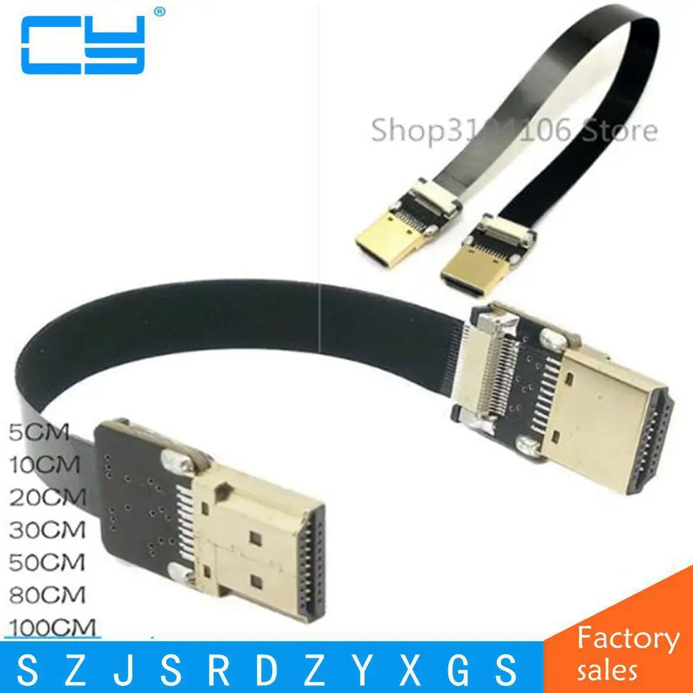 

FPV HD-compatibleMale to HD Male HDTV FPC Flat Cable for Multicopter Aerial Photography 0.1m/0.2m/0.5m/0.8m/1m free shipping