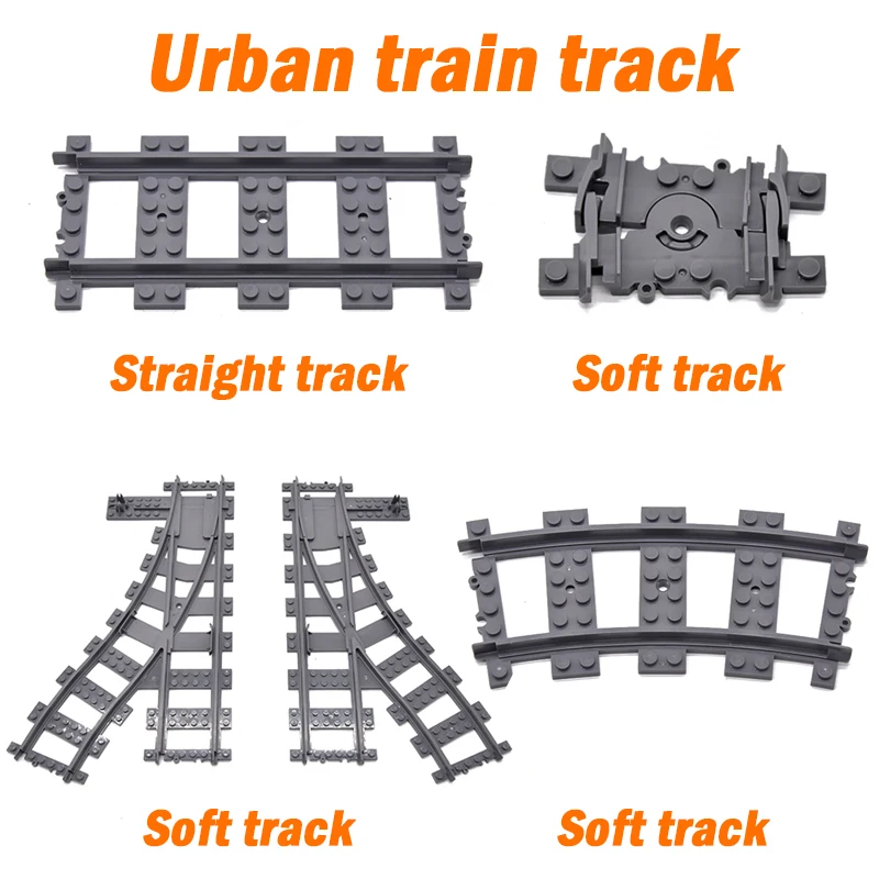 MOC Railway Track For Train Tracks Straight Curved Soft Rails Track Building Block Bricks DIY Trains Rail Boys Toys For Children