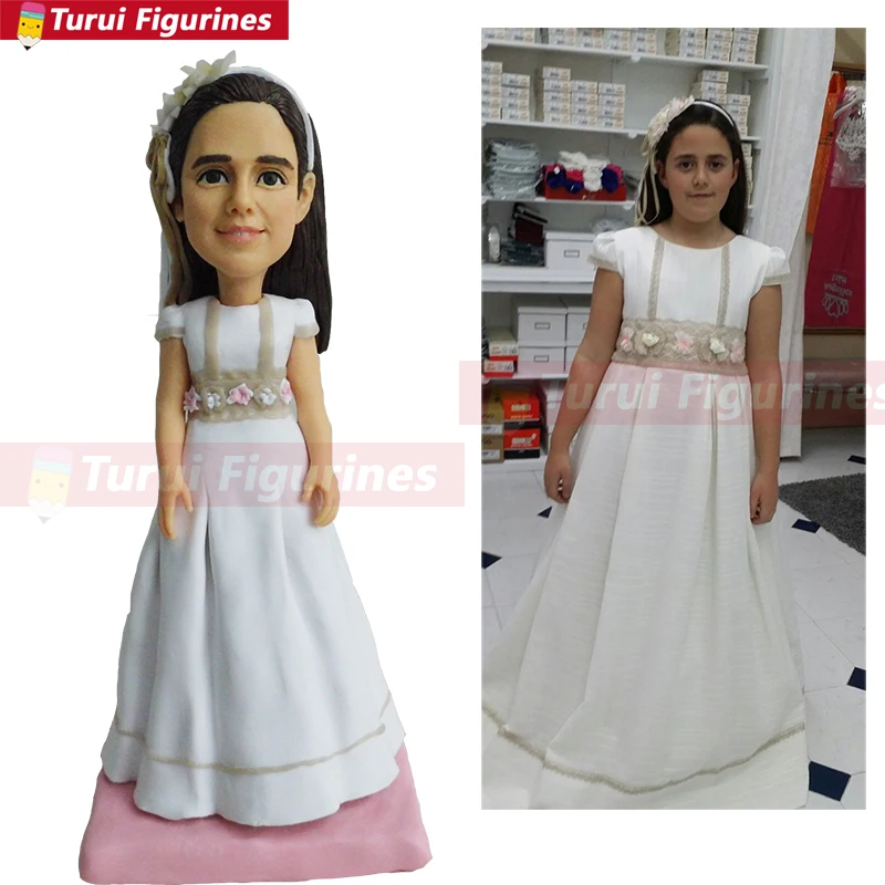 

bridal girl first communion kneeling praying girl figurine wedding dress people resin clay figurines miniature porcelain statue