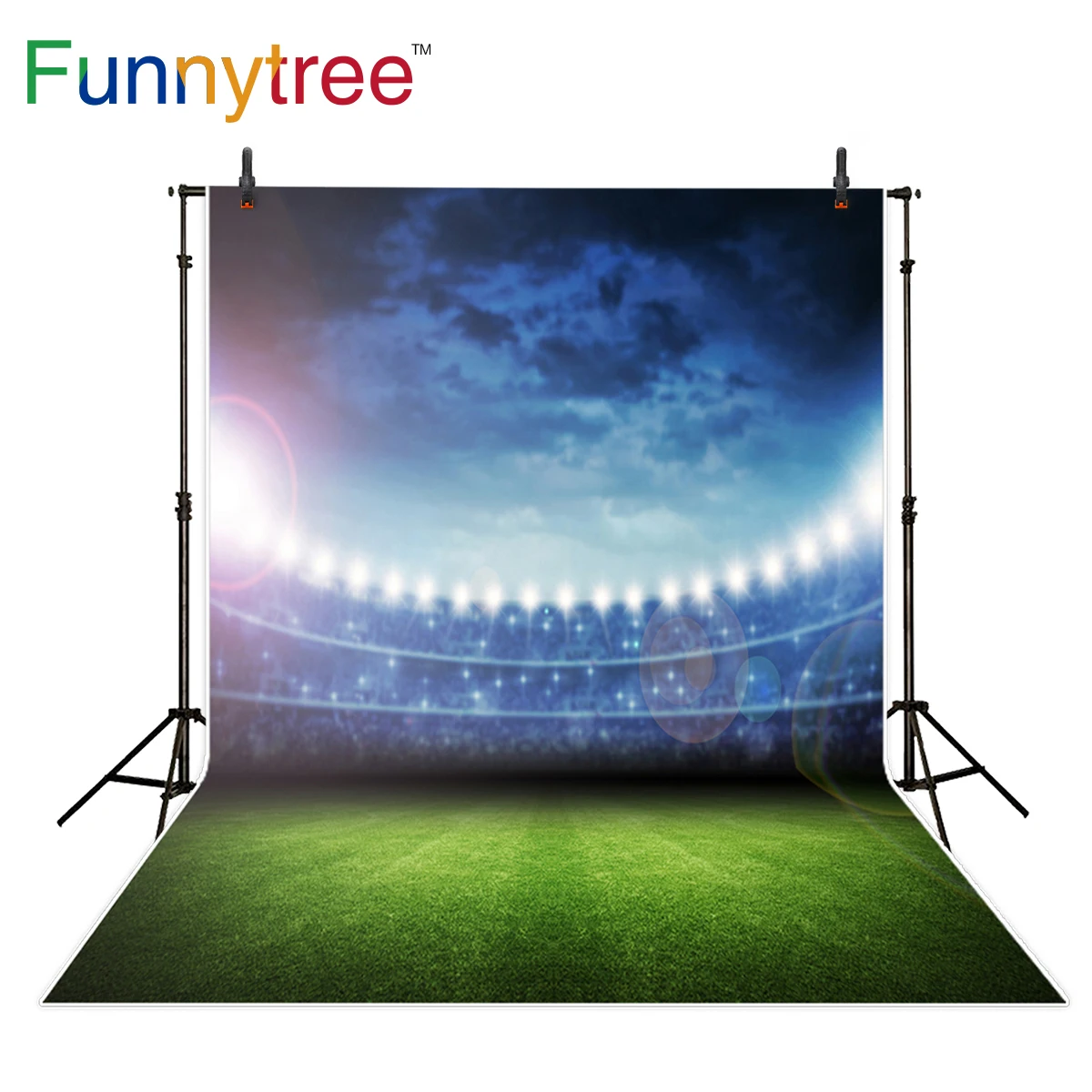 Funnytree Sports stadium background for photo studio grass halo bokeh glitter  backdrop photocall photobooth photography