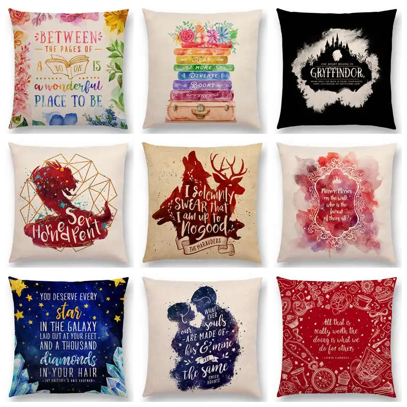 Magical Throw Pillow Case Reading Books pillow covers  Love Dream Decorative Letters Fantasy Cushion Cover