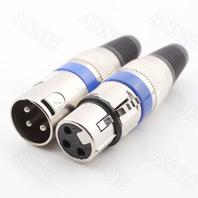 

All metal 3-core female / male 3-core blue circle XLR head / connector / microphone plug / 3-core XLR