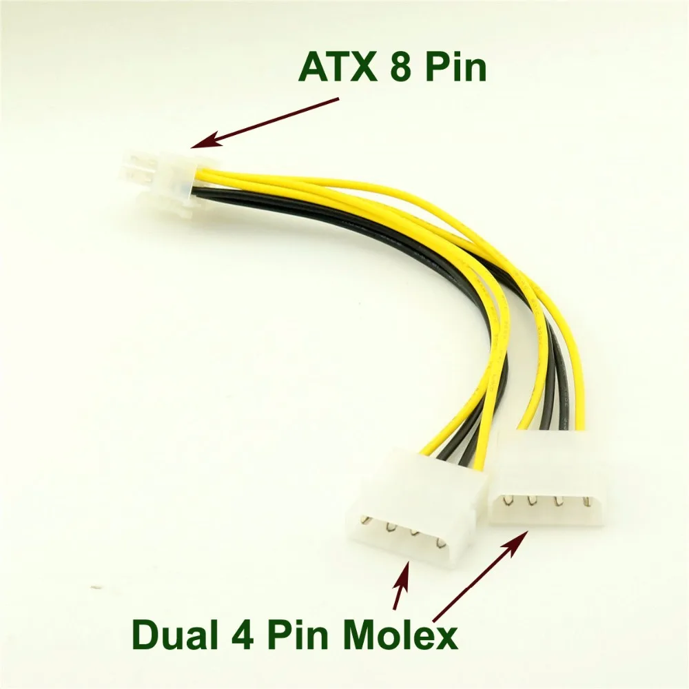 

1 шт. ATX 8Pin EPS12V к Dual 4Pin Molex Male кабель адаптера питания материнской платы 20 см