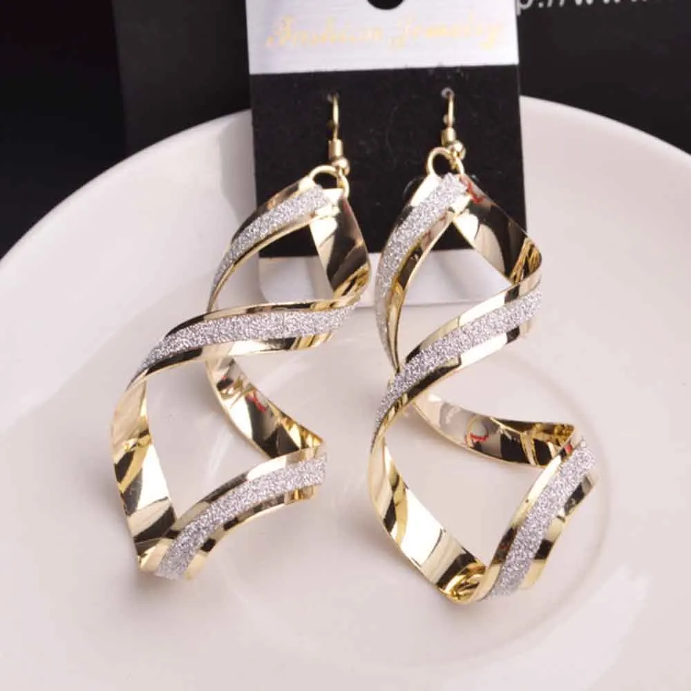 Fashion Punk Long Clip Earrings Gold Black For Women No Piercing Fashion Jewelry