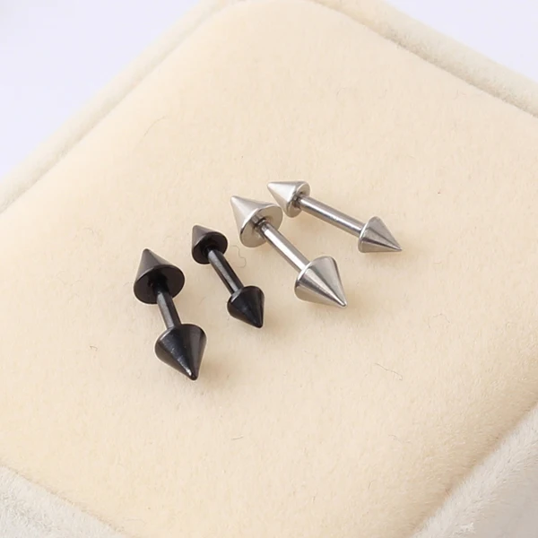 1Pair Fashion Punk Rock Rivet Spike Stainless Steel Mens Womens Stud Earrings
