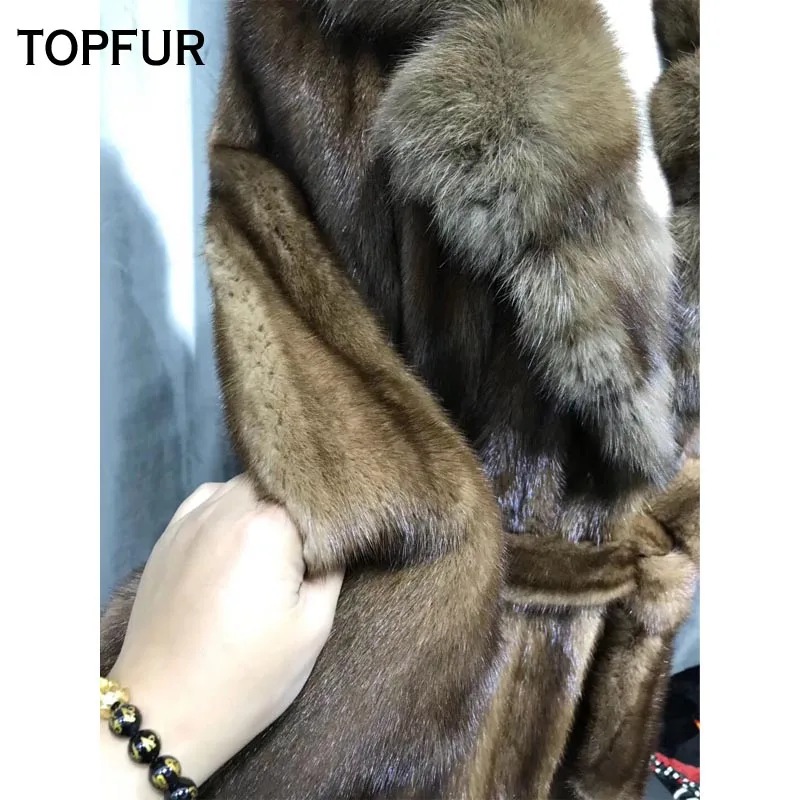 TOPFUR New Arrival Real Mink Fur Coats Women X-Long Smooth Type Mink Fur Coat Winter Warm Comfortable Elegant Female Fur Outwear