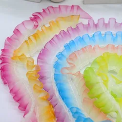 2.5 cm Breed Rainbow Gradient Crystal Chiffon Tule Kant Stof Accessoires DIY Kleding Doek Handgemaakte Pop Home Textiel Decor