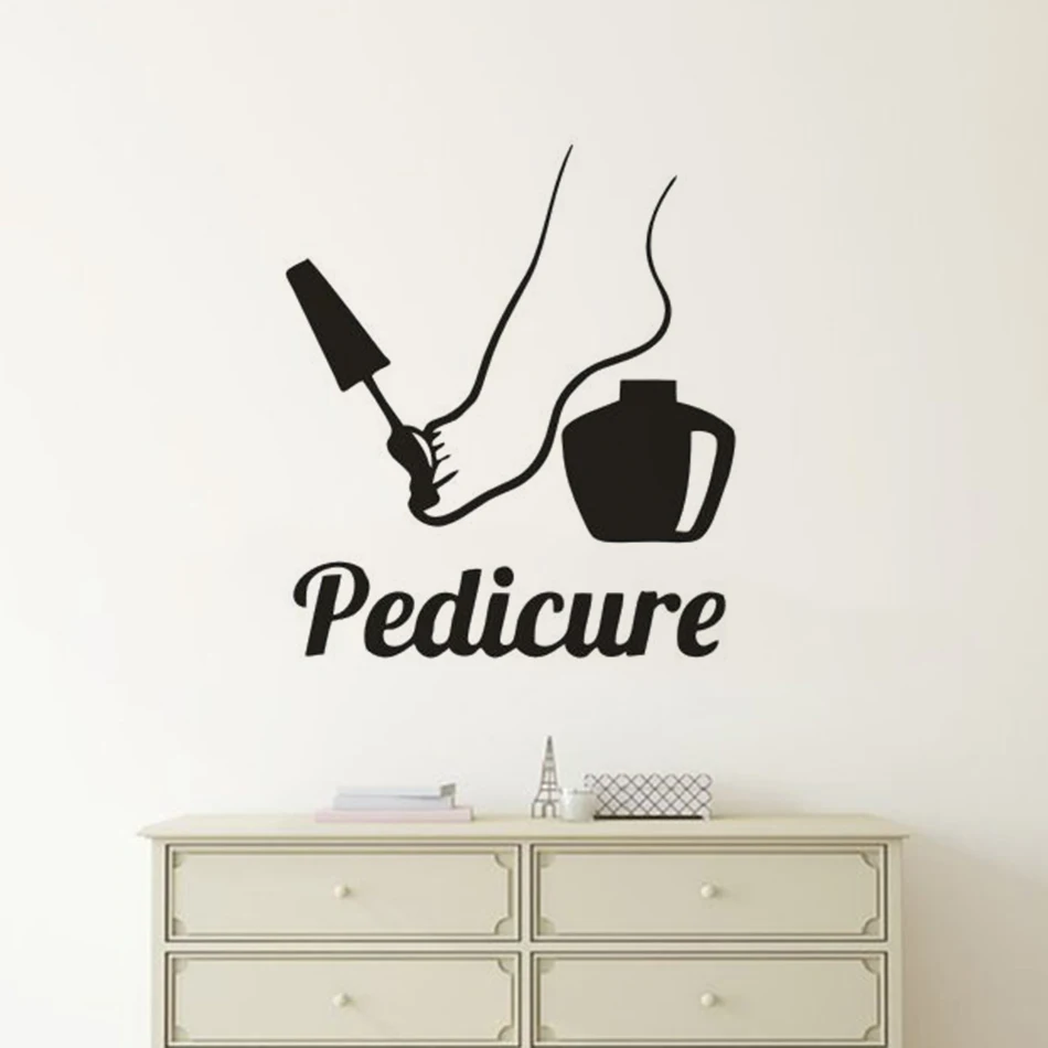 Pedicure Logo Wall Stickers Foot Care Center Decoration Nails Polish Vinyl Decal Pedicure Window Sticker Nail Salon Decor AZ142