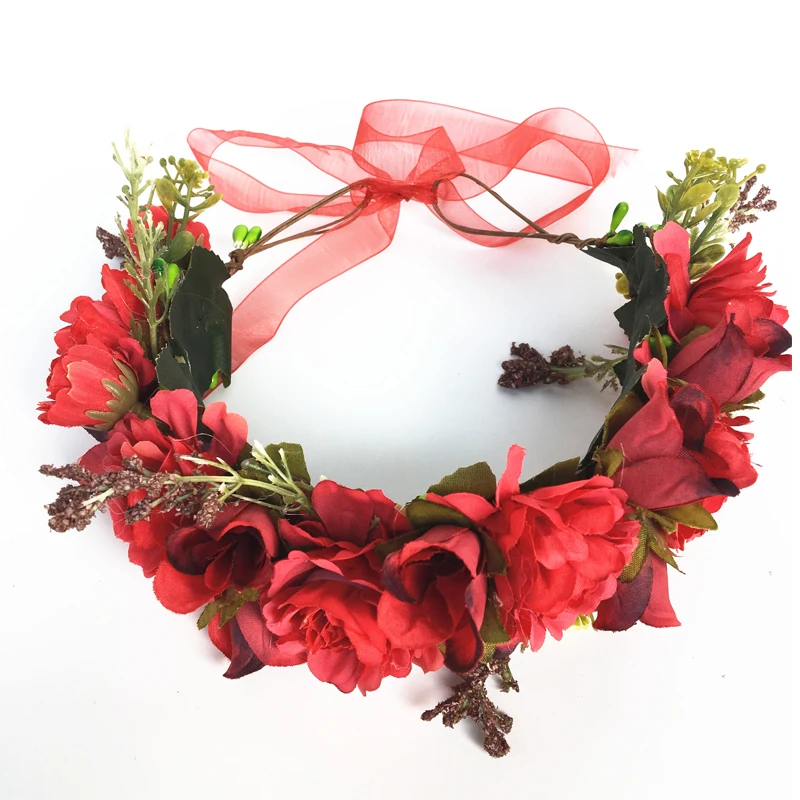 

Wholesale Hair Bands For Women Flower Crown Floral Headband Garland Women Girls Hair Accessories Bride Wedding Flower Wreath