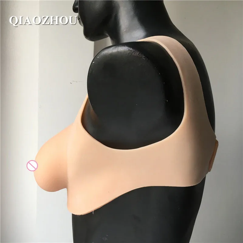 

900g Small A cup silicon boobs for man cosplay to female crossdressing realistic fake breast form vest type seamless invisible