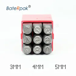 BateRpak-Sceau en acier pointillé avec chiffres de 3/4/5mm, 9 pièces/boîte