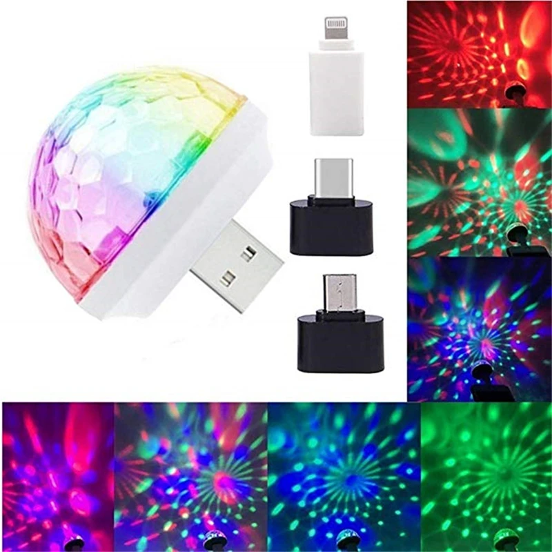 Mini USB Luzes Coloridas Disco, Self-propelled Cristal, Magic Ball, Luzes do Palco, Porta USB, Fonte de Alimentação, Boa Escolha