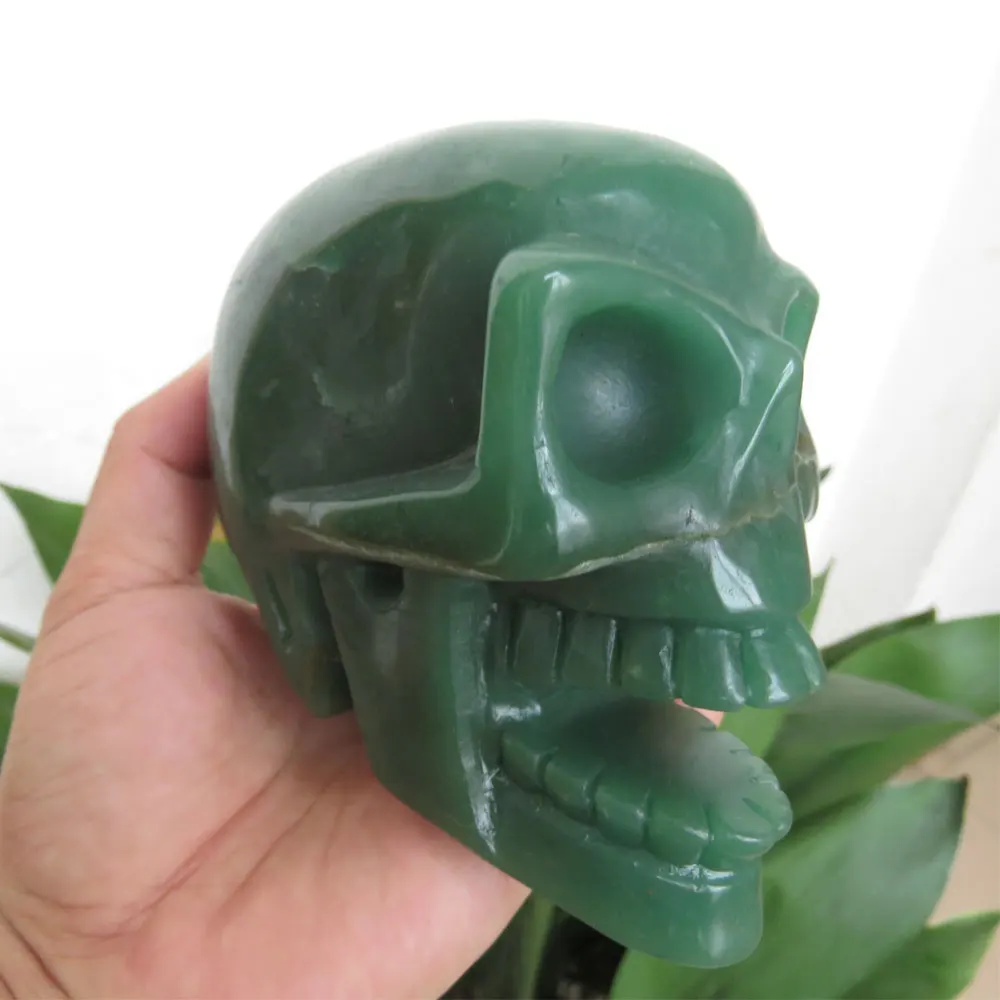 

794g Natural Green Aventurine Crystal Skull Hand Carved Open Mouth Reiki Healing Fengshui Meditation 2024