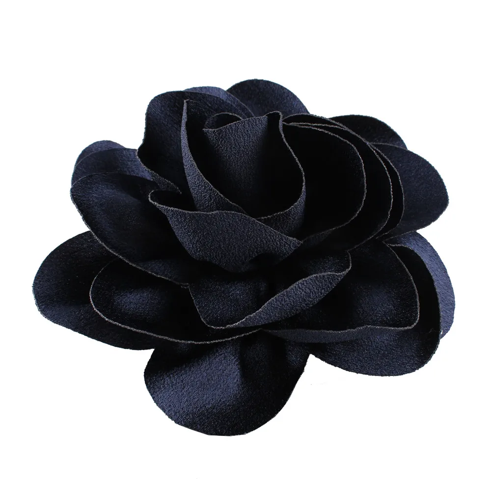 14 CJM Fashion Crystal Satin Big Flower Heads Headbands Corsage Brooch DIY Hair Accessories Women Floralr Headwear 12Pcs/Lot