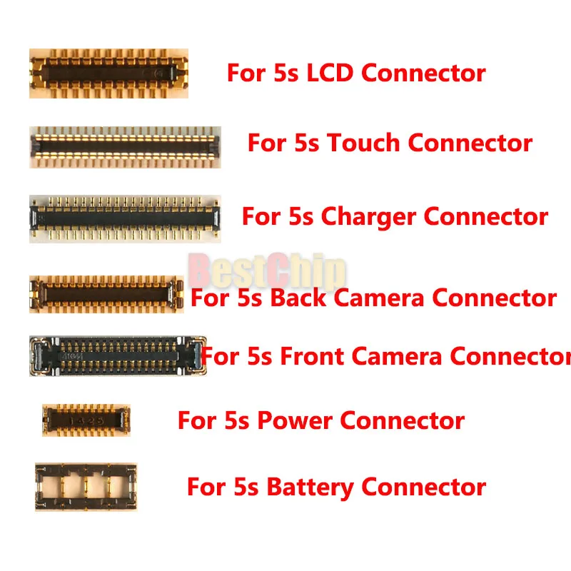 5sets/lot for iphone 5S Full set 7 in 1 LCD touch camera dock power battery FPC Connector on motherboard