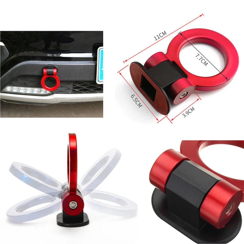 Red  Track Racing Sporty Style Tow Hook Ring Look Universal For Car Truck SUV