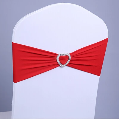 Free Shipping With FedEx Ups Wholesale 100pcs 14*35 CM Chair Sashes Ribbon  Band With Plastic Heart Wedding Decoration