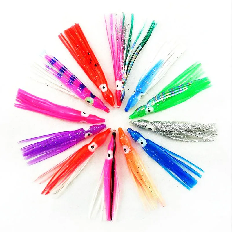 10pcs 6cm Soft Rubber Squid Skirts Bionic bait Fishing Tackle Sea Fishing Octopus bait Threads Skirts Soft Lures Mixed color