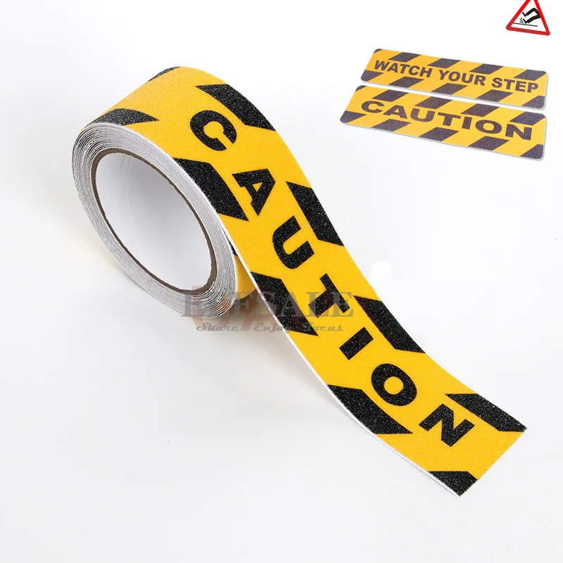 1Pcs 4.8cm*5m Anti-Slip Warning Tape With Caution For Factory Warehouse Home Stairs Skateboard Warning Sticker Workplace Safety