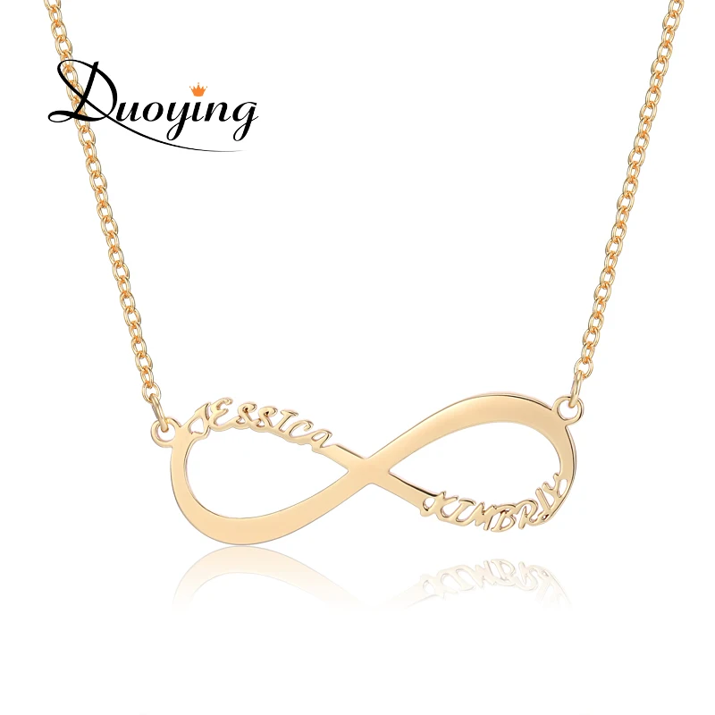 3UMeter Infinity Necklace For Women Custom Name Necklace Gold Two Name Personalized Gift Mother Daughter Minimalist Necklace