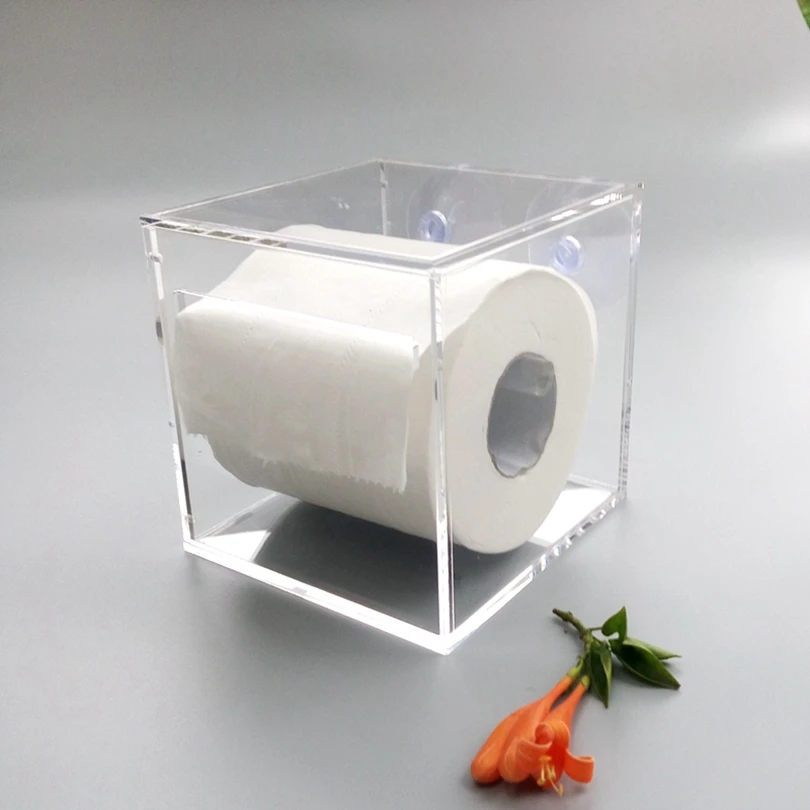 MEYA CRYSTAL acrylic Tissue Box Dispenser with Suctions for Bathroom,Modern clear acrylic tissue box holder