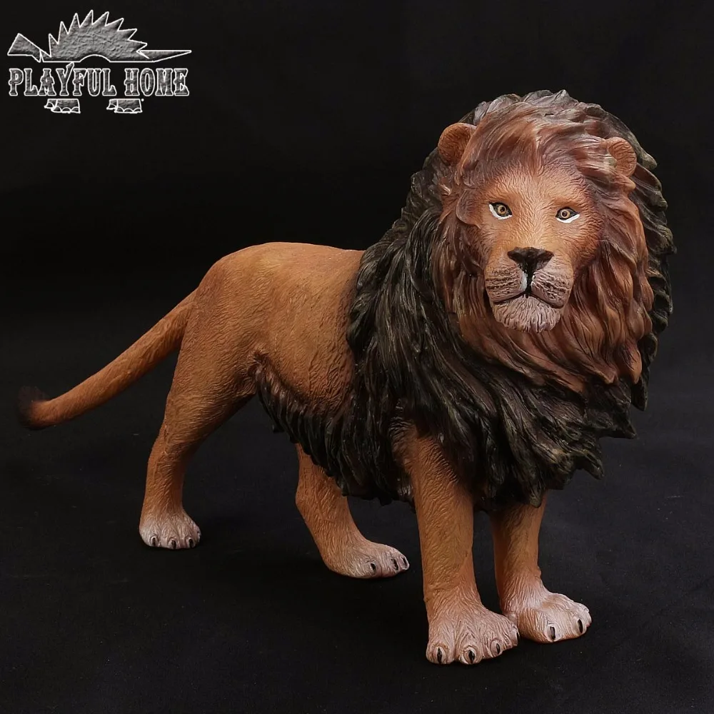 Simulation Animal Certified Goods Large Lion Model 3D Soft PVC Stuffed Anime Figma Handmade Action Figures Toy For Children Gift