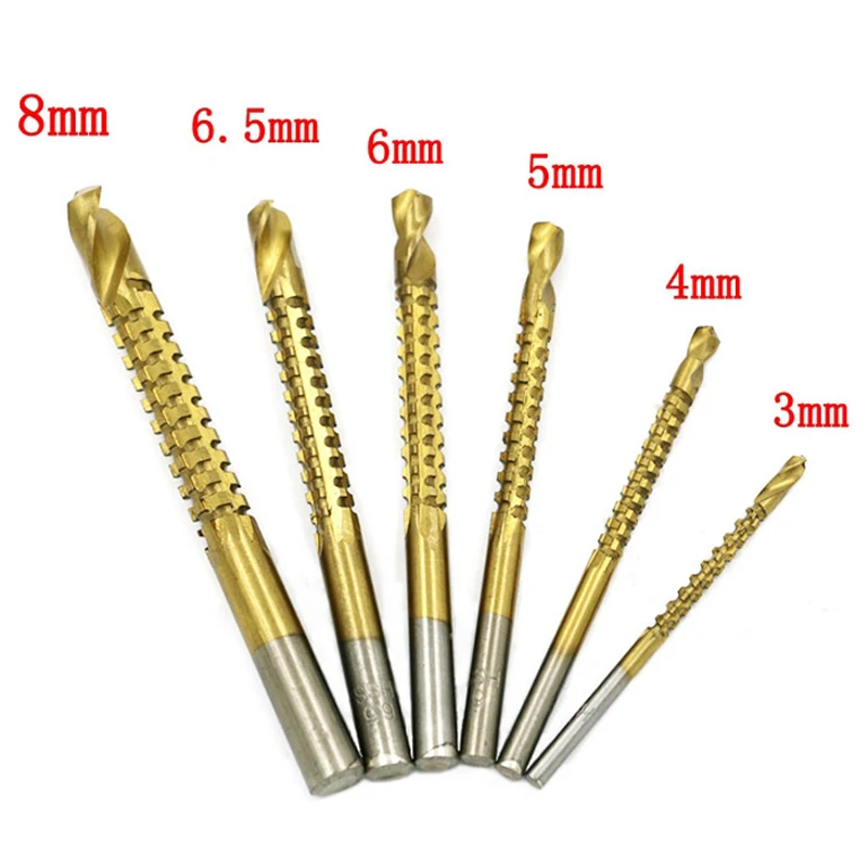 6PCS Countersink Drill Bit Mini HSS Titanium Coated Wood Twist Power Drill Bit Tool Set Woodworking 3mm 4mm 5mm 6mm 6.5mm 8mm